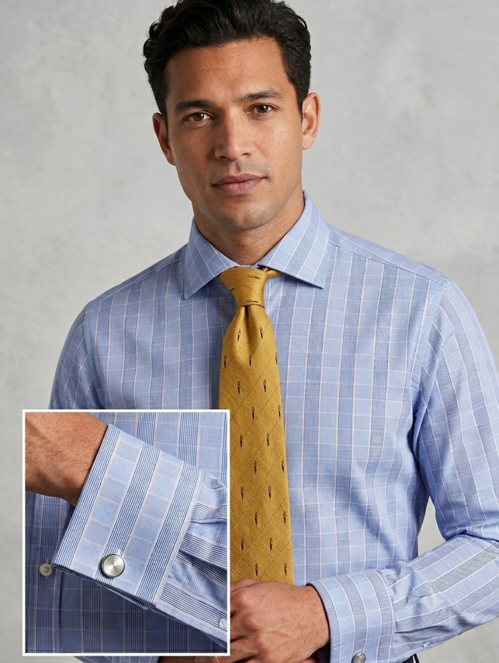 Charles Tyrwhitt Blue and White Plaid Dress Shirt 17